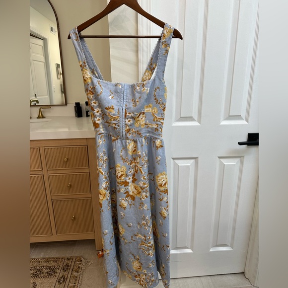 Reformation Blue and Gold Floral Midi Dress - Picture 6 of 10